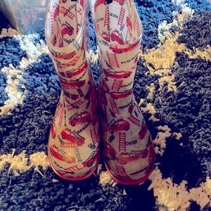 Boys size 9 (little boys) fire truck rain boots